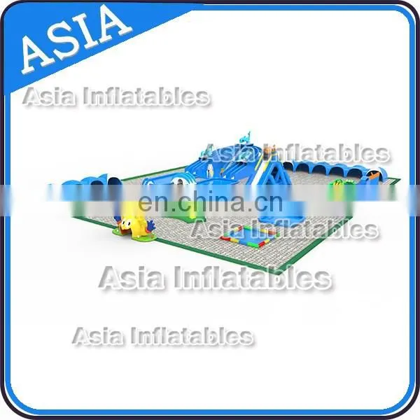 Elephant Inflatable Water Park On Land With Pool Slide For Kids And Adults