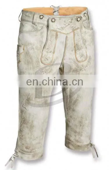 Lederhosen, Kniebund hosen, Men ledersosen trachten lederhosen leather pants with suspenders(Bavarian Garments)