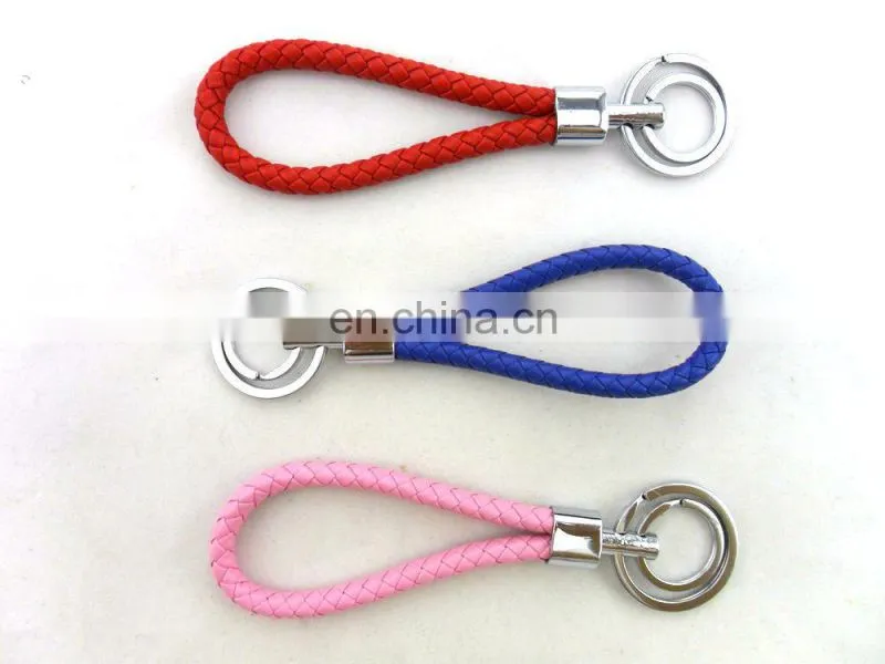 wholesale factory leather braid keychain