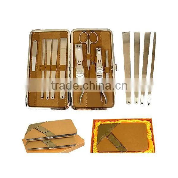 Velcro button pouch stainless steel manicure pedicure set