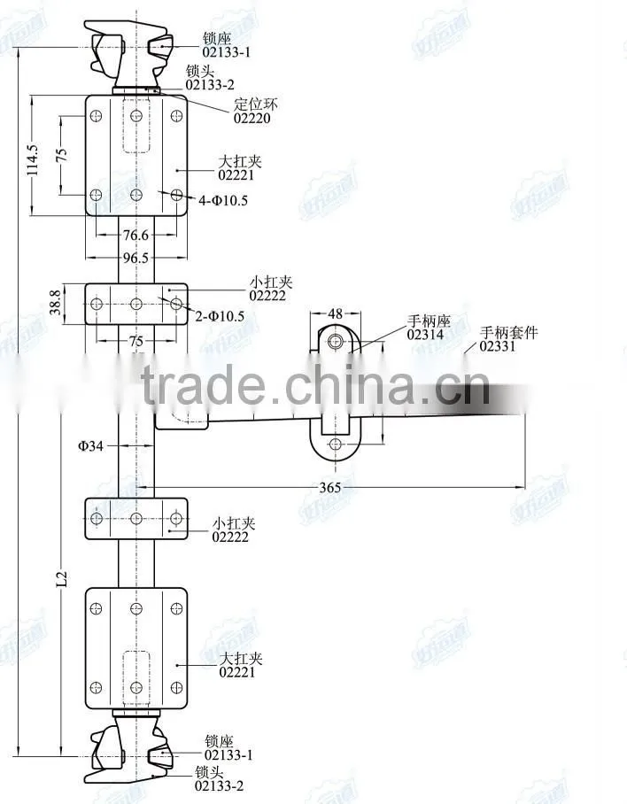 332131 Truck container stainless steel door handle