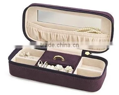 custom make faux leather small travel jewelry case, jewelry boxes with key lock,custom jewelry boxes packaging case with mirror