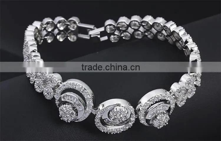 Round Top AAA Quality Cubic Zirconia Dubai White Gold Luxury Bridal Jewelry Set
