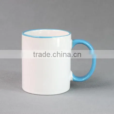 11oz sublimation coating liquid mugs,digital sublimation mug heat press (ce approved) with color rim and handle