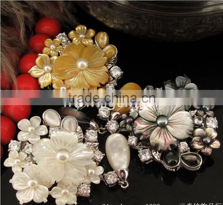 Trending products river shell mother of pearl carved flower for unisex gift!