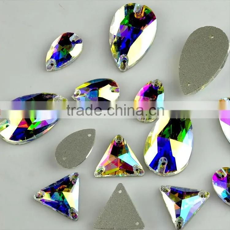 Wholesale sew on tear drop water drop shape glass stones, Irregular Shape Sew On Rhinestone for clothing