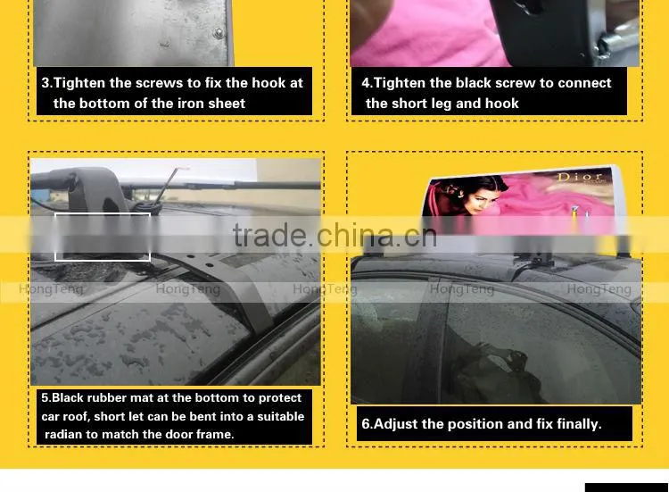 Auto lighting slim led taxi top advertising