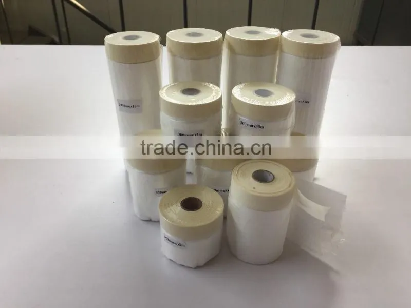 Pre-taped protective film for glasses auto paint masking plastic film