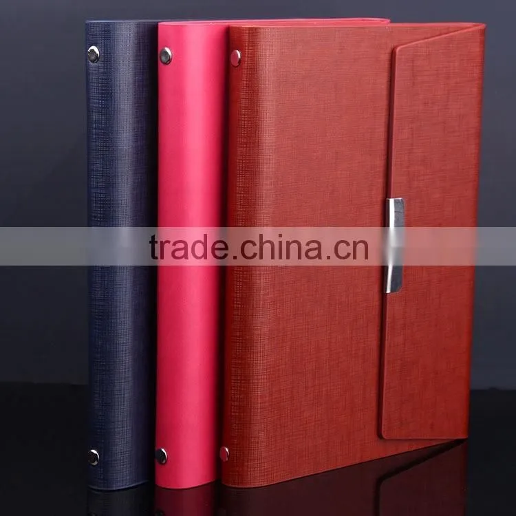 2016 wholesale pu leather ring binder agenda case