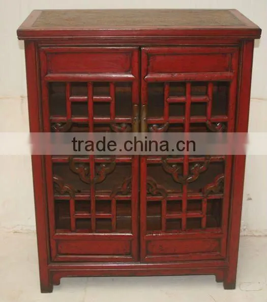chinese antique red two door cabinet
