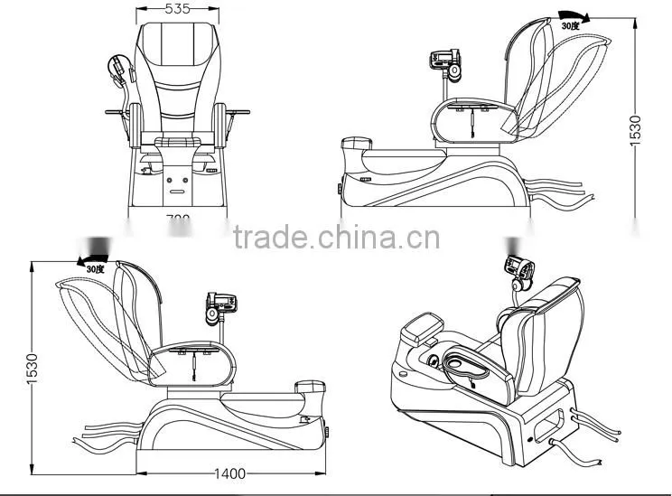 professional pedicure tubs vibrating pipeless pedicure chair with jet