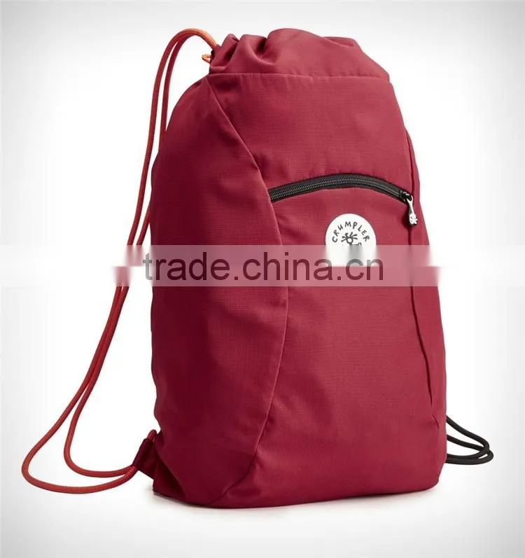 custom your logo khaki polyester gym bag drawstring backpack