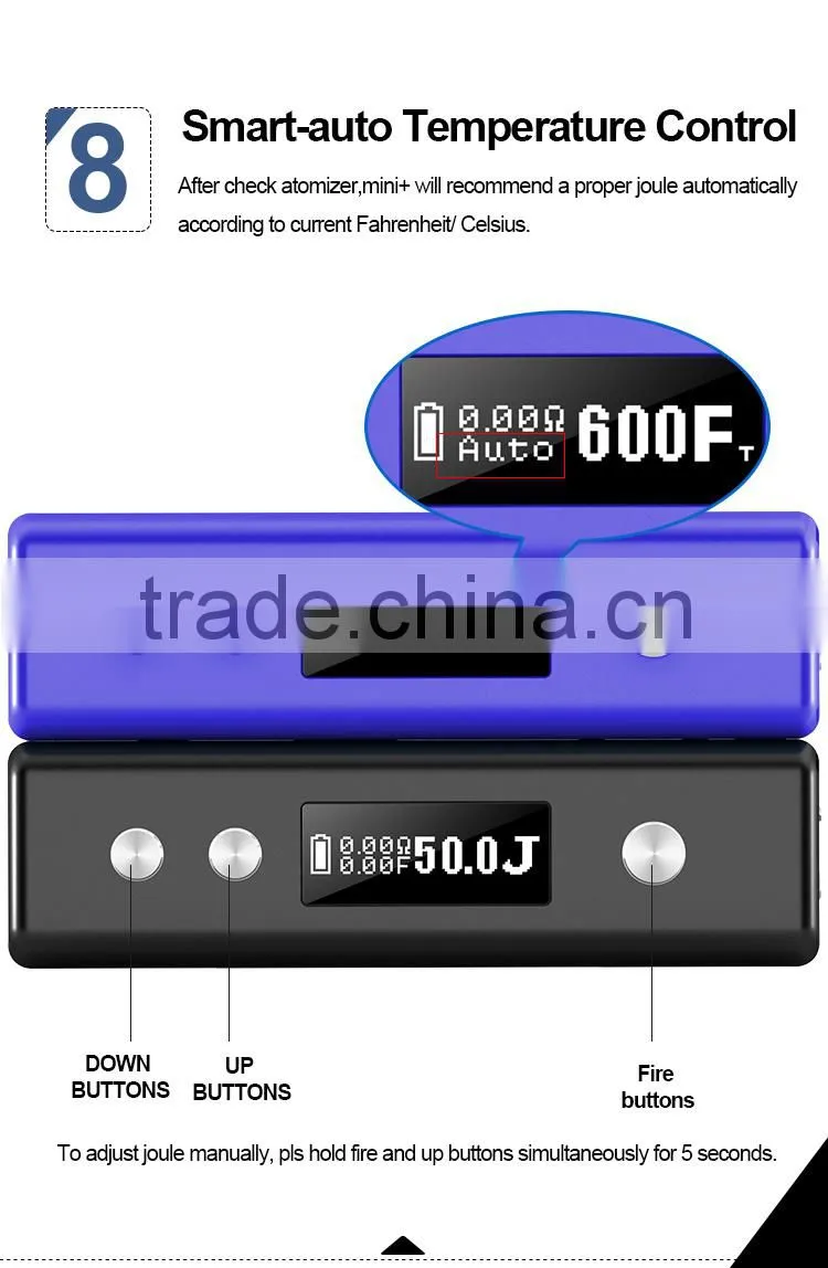 Cloupor mini Plus ,50W with Temp control support Ti and Ni200 in 5 colors!!! temp control box mod temp control