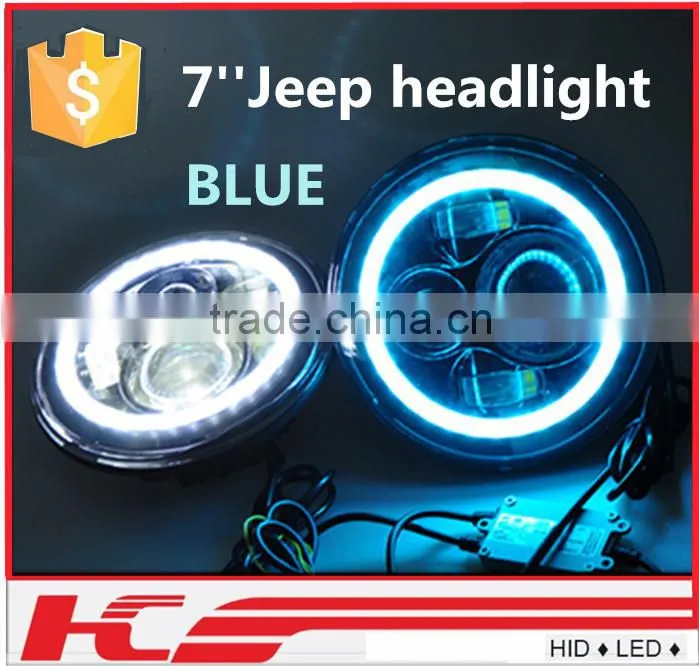 LED Headlights With Angle Eyes For Jeep Wrangler