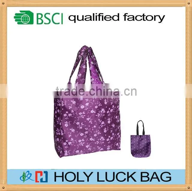 Large capacity folding tote reusable bags with long handle shoulder bag