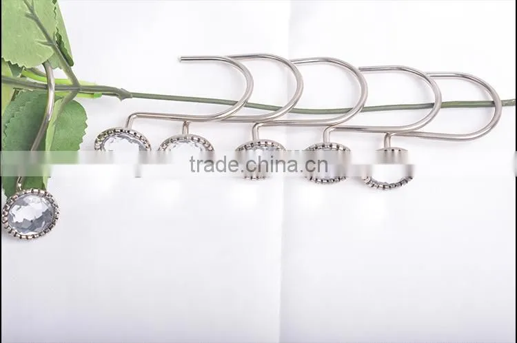 factory direct sale high quality metal shower curtain hooks / Polished Chrome Metal bathroom shower curtain hooks/curtain hooks