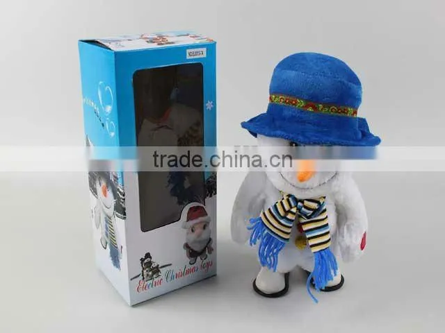 Battery operated plush walking snowman with music for kid