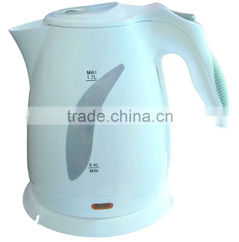 cheap 1.7L 360 degrees cordless electric kettle on power base,cheap mini cordless plastic kettle, CE/RoHS approved HEK-8082