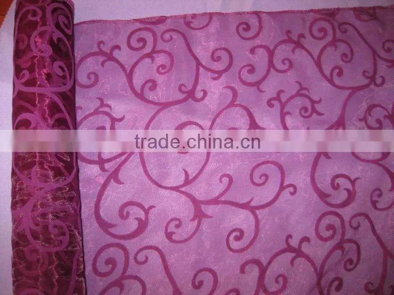 Flocking Organza Fabric for Holiday Decorations and Curtains