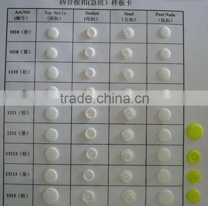 plastic snap fasteners/buttons
