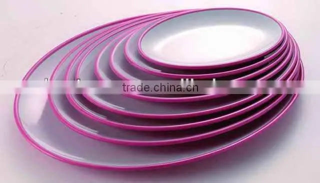 Various style melamine two tone oval shaped dinner plate
