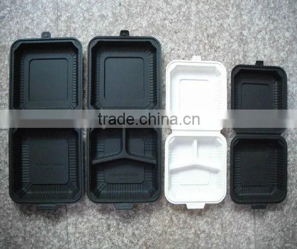 cornstarch disposable biodegradable plastic bento box with 3 compartment