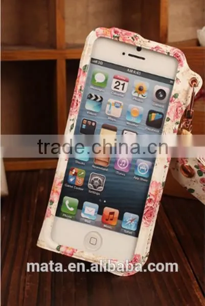 Fashionable Painting PU Leather Case With Sliding For iphone 6