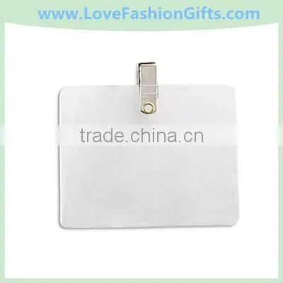 Clear Vinyl Horizontal Event Badge Holder With Pin/Clip