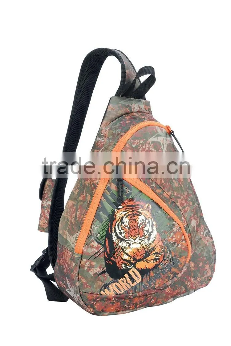 tiger print pattern sports backpack single shoulder bag