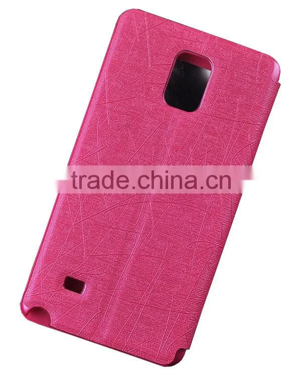 2014 new products ultra thin two windows pu leather case for samsung galaxy note 4 n9100, mobile phone note 4 case D0154