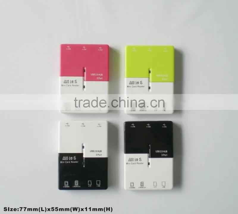 USB 2.0 HUB+USB 2.0 Card Reader COMBO HUB Spports TF/Micro SD/M2/SD/MS