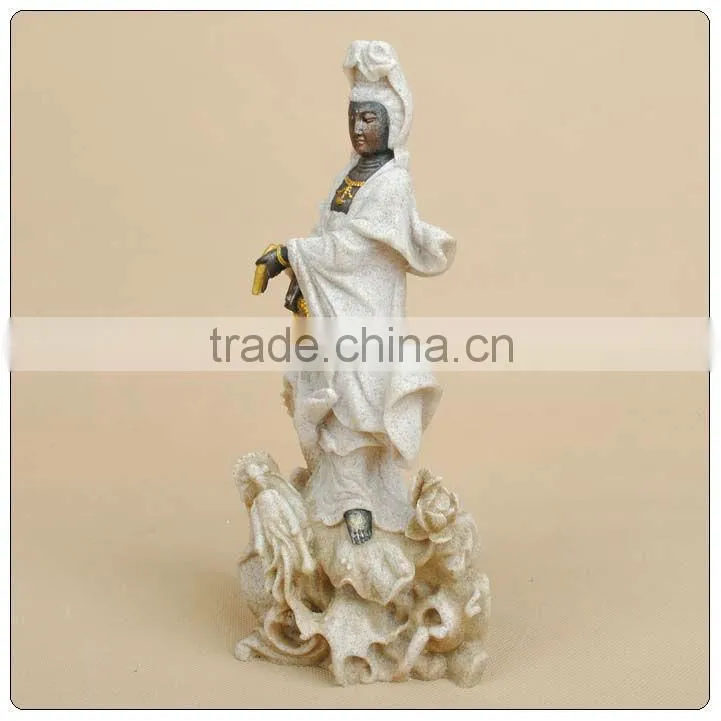 Sanstone Kuan yin Statue, female buddha statue ,stone buddha garden fountain