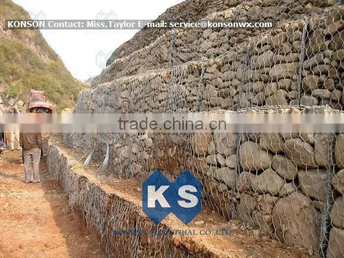 3x1x1m Galvanized Gabions/Gabion Wall/Retaining Wall Blocks(Wuxi Konson Factory)