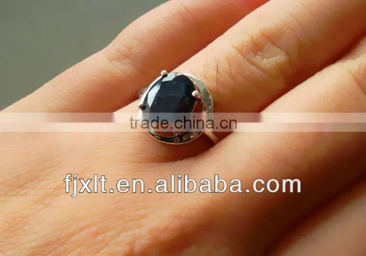 Newest Simplicity Genuine Blue Sapphire Cheap Silver Ring