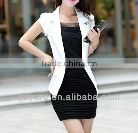 Women Ladies Summer Short Sleeve Black Formal Office Wear Fashion Blazer