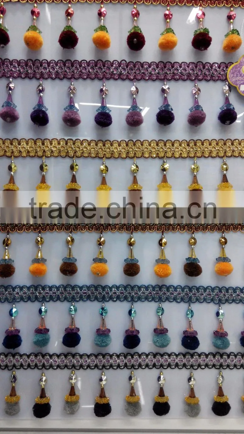 fashion design curtain pompom tassel fringe trim