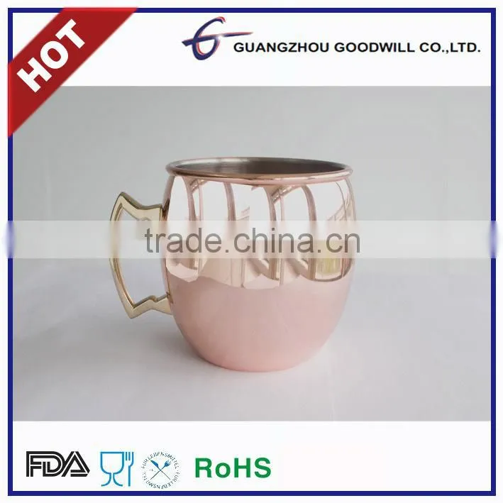 500ml Stainless steel glossy gold/copper plated Mug