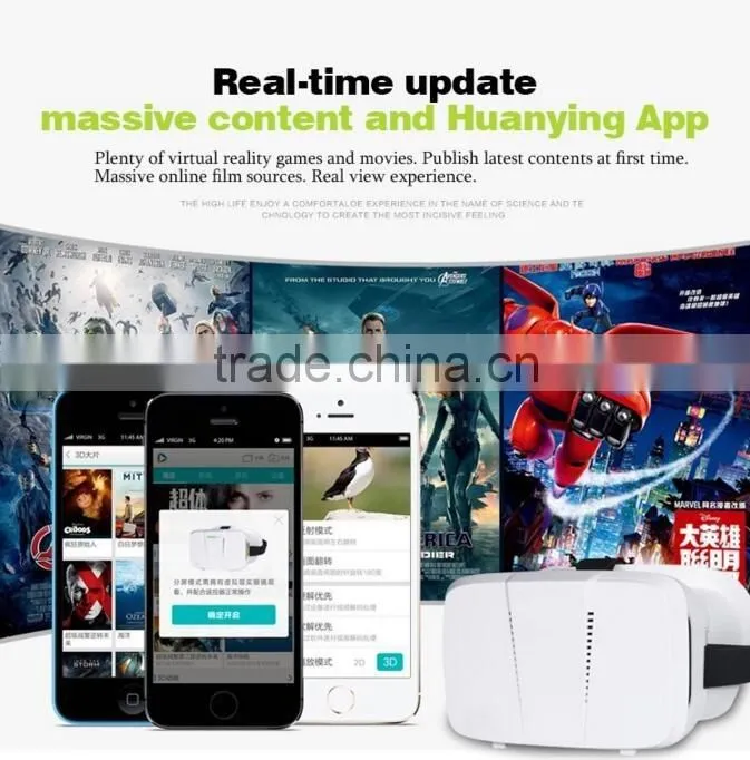 Free sample!2015 Hot Selling Plastic VR Headset Good Price 3d virtual reality headset plastic 3d glasses vr