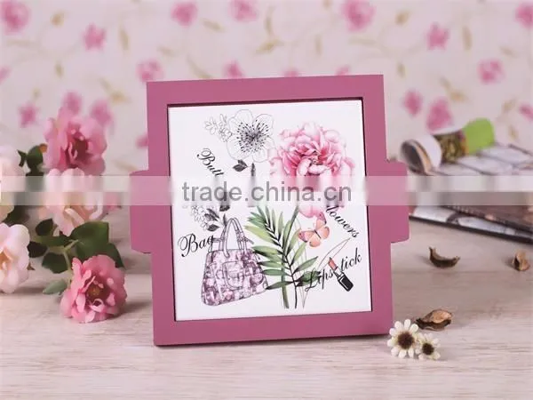 Factory Direct Ceramic Severing Tray with Pink Wooden Frame