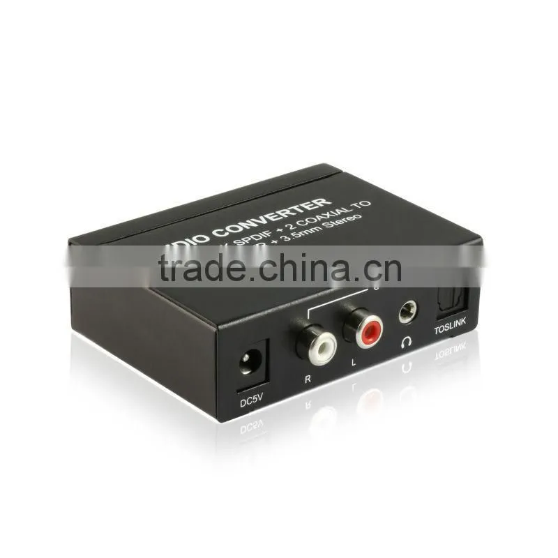 Home theater digital to analog audio converter 2 toslink spdif+2 coaxial to toslink with 3.5mm audio switch converter