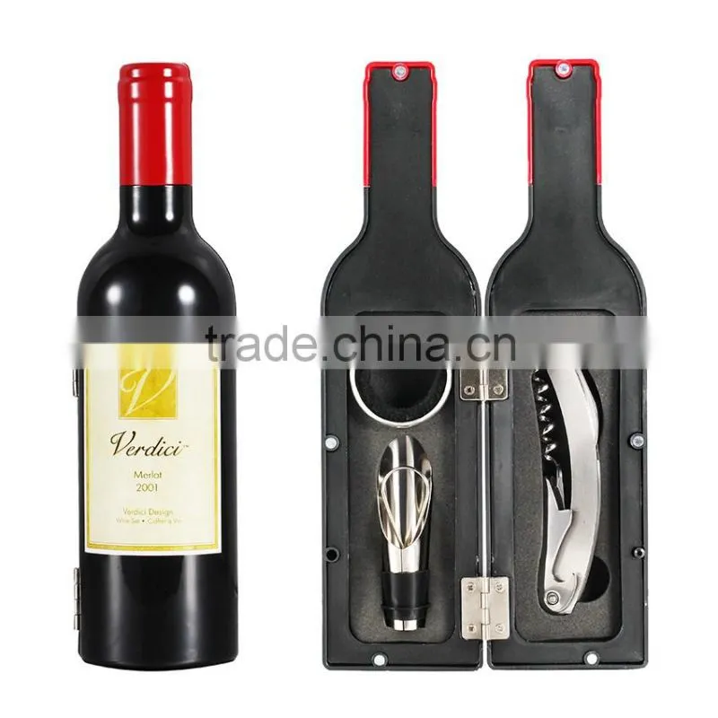 Creative Black Color Novel Wine Bottle Box Wine Stopper Set Accessories for Sale