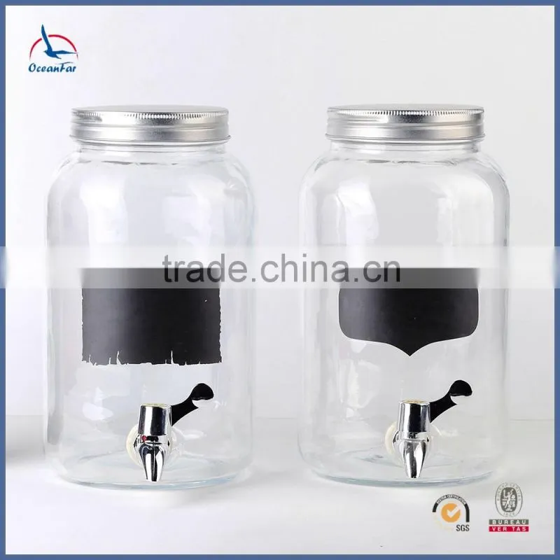 Hot Selling Drink Dispenser Glass Black Chalkboard Glass Honey Dispenser
