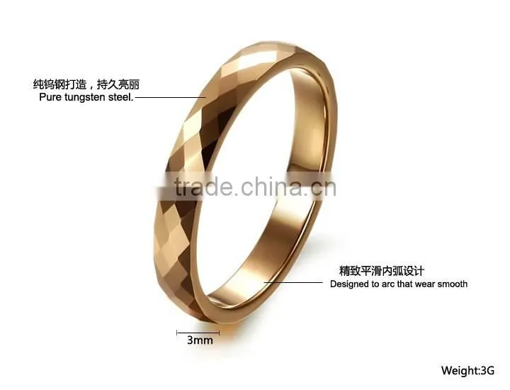KSTONE 2015 Hot Selling Fashion Rosed Gold Plated Tungsten Wedding Ring for Women and Girls