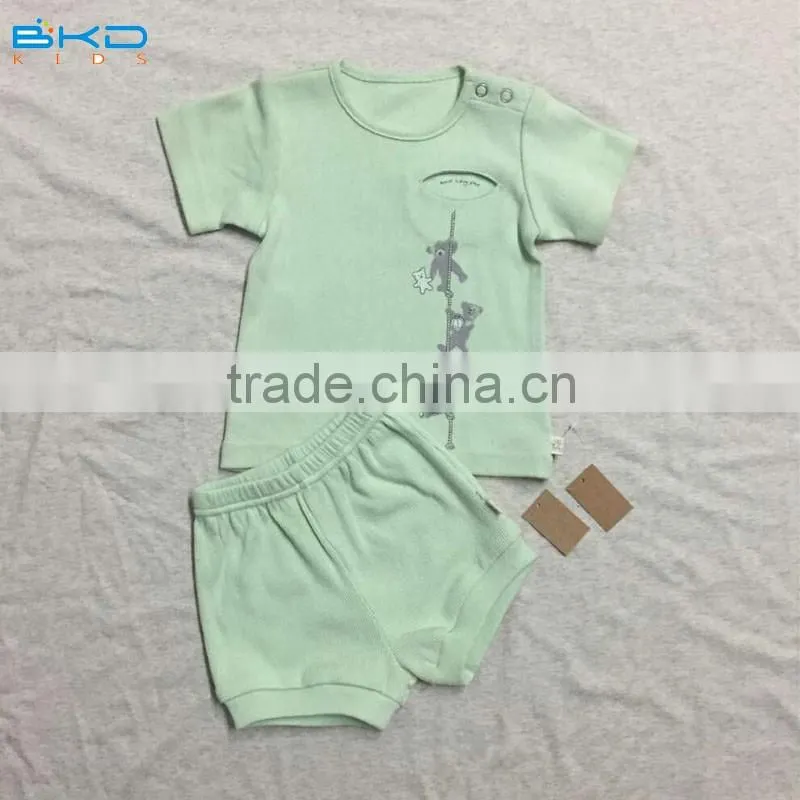 BKD green color GOTS little boy suits with snaps
