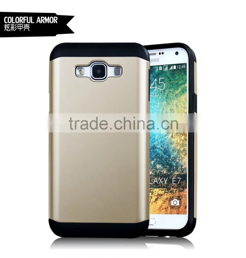 2015 Slim Colorful Armor TPU + PC mobile phone case for samsung E7,for galaxy e7 case,for samsung E7 case