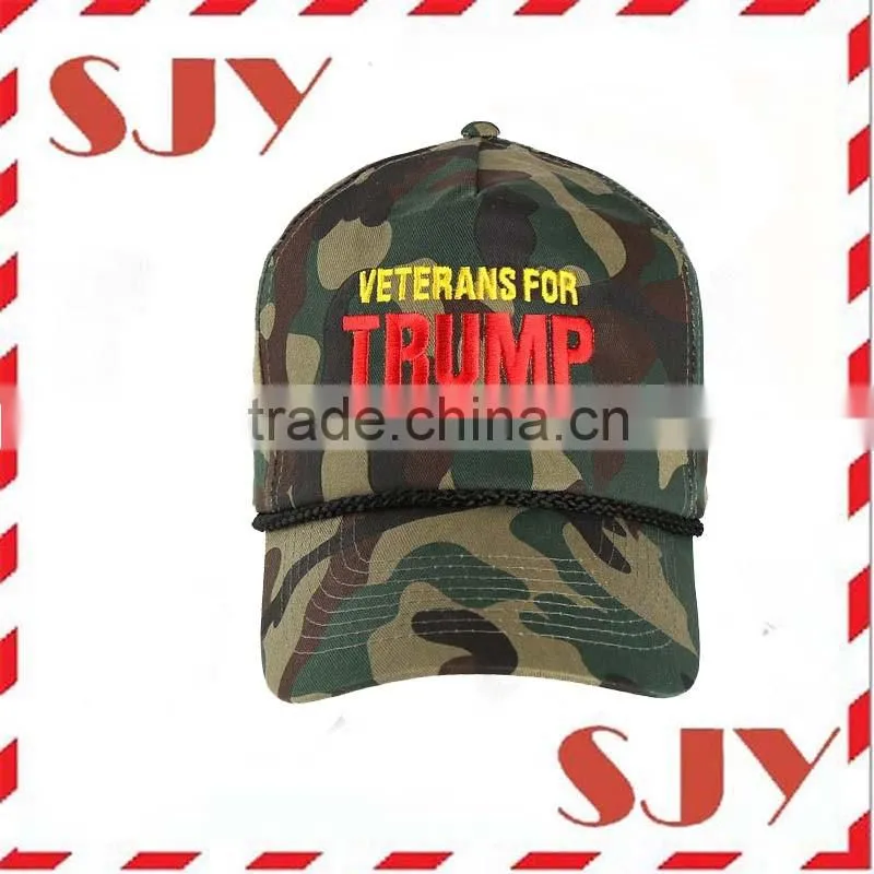 Adjustable Custom Camo Trucker Cap with Rope Front