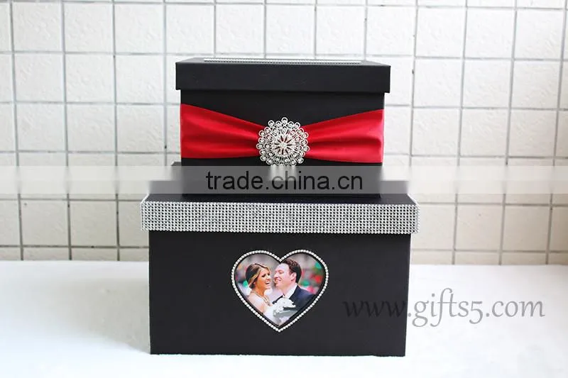 Elegant Black wedding gift box with photo frame