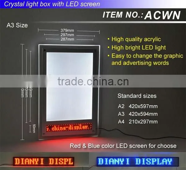 2016 innovative customize crystal acrylic led light box signs