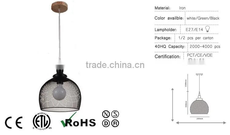 2015 black color metal industrial pendant lighting