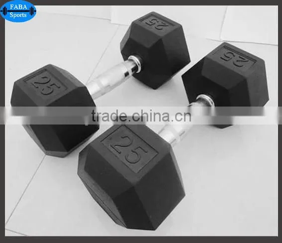 Premium quality fitness rubber coated Hex Dumbell